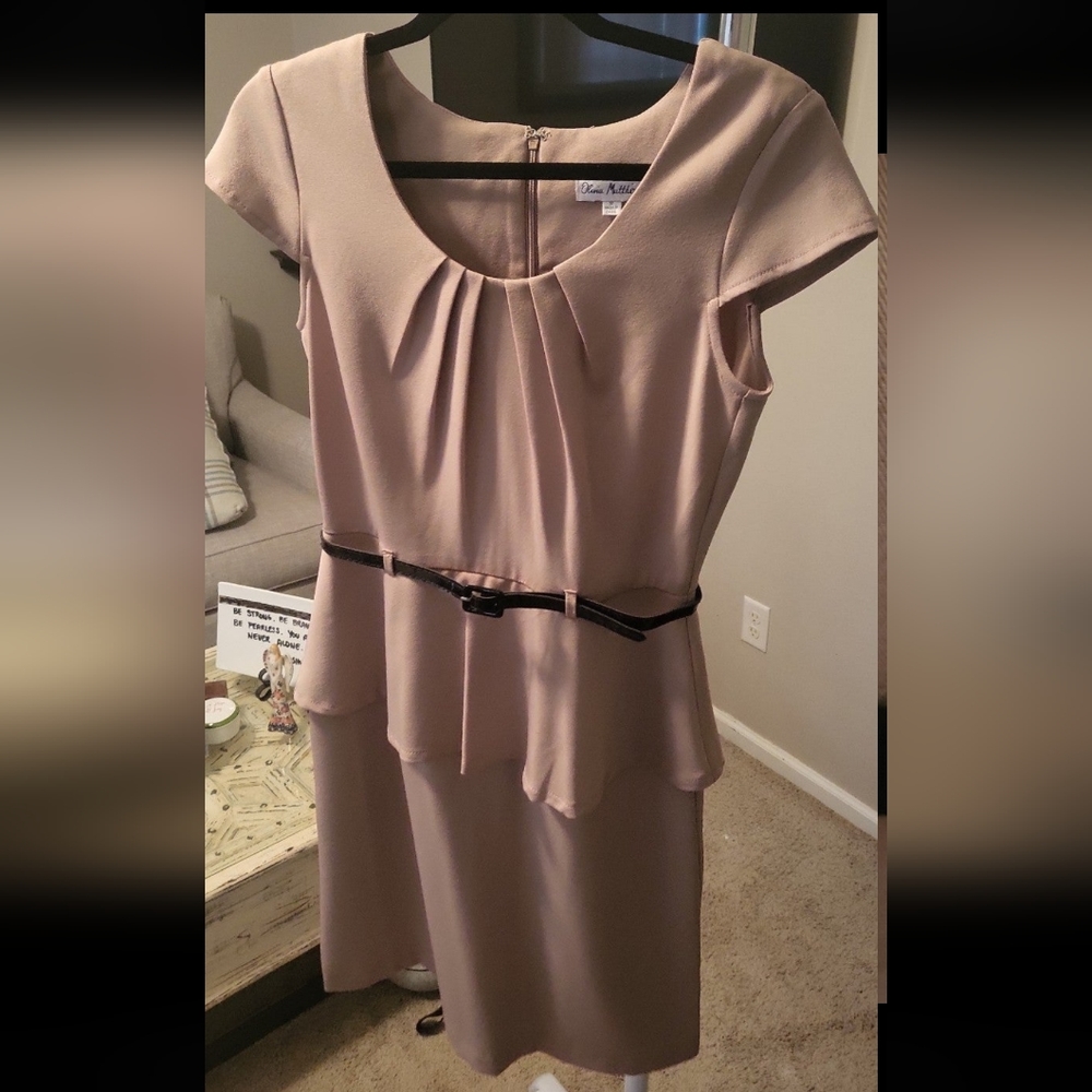 Nude Peplum Mini Dress